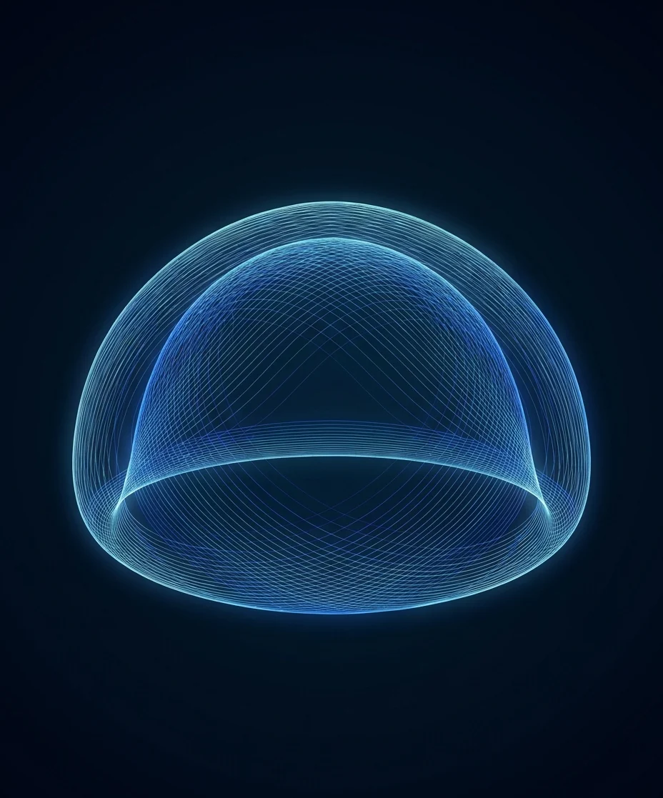 A contour-line rendering of the bladder in cobalt light